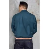 Dos veste bowling homme bleu pétrole Rumble59, bande élastique rayée crème rouge bleu, coupe droite vintage rockabilly