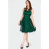 Robe vert forêt dentelle noire transparente cou bretelles sophistiquée retro