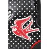 Sac bowling pin-up noir pois blancs, anses doubles rigides et liseré rouge contrasté, accessoire vintage rockabilly années 50