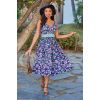 Robe bleu marine fleurs tropicales rose turquoise swing ceinture pin-up Miss Candyfloss