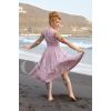Robe mauve poudre col V drapé jupe swing plage vent silhouette pin-up retro vintage