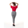 Pantalon gingham carreaux noir blanc femme pin-up taille haute crayon