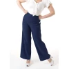 Pantalon Prettry Retro vintage bleu taille haute trois boutons lateraux retro