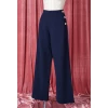 Pantalon sailor bleu bib front boutons lateraux jambes evasees retro