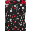 Robe noire fraises kawaii coeurs boutons recouverts rouges swing pin-up style retro 50s