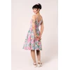 Robe ete Hell Bunny patchwork rose pois blanc tropical swing poches laterales retro