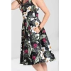 Dos robe noire tropicale bretelles larges decollete V jupe swing Hell Bunny rockabilly