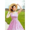 Dos robe vichy rose blanc bretelles larges fermeture zip jupe swing Hearts and Roses retro