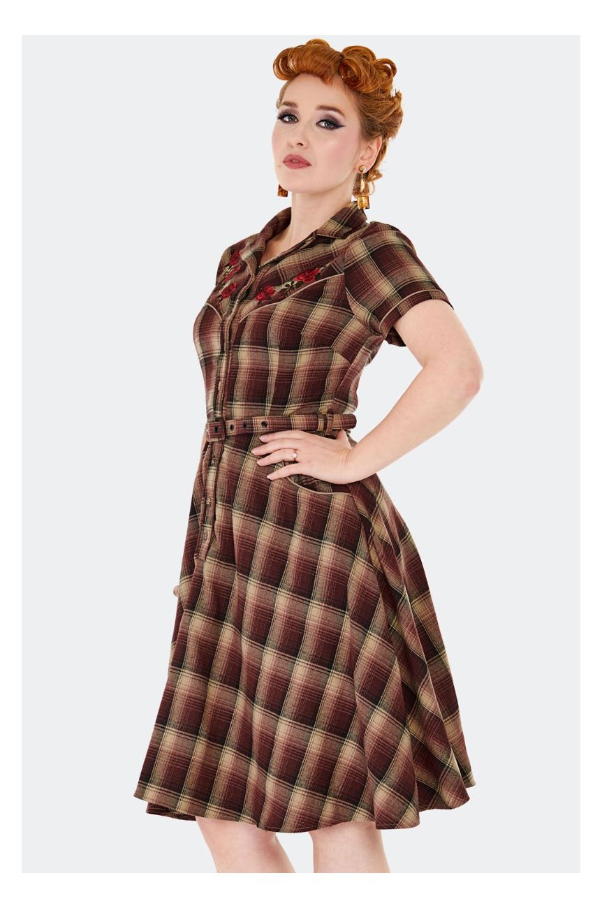 Robe a carreaux Voodoo vixen marron