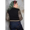Dos veste college noire manches leopard velours panne Rumble59 rockabilly pin-up retro