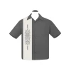 Chemise bowling charcoal panneau stone tiki flammes brode Steady Clothing Made USA rockabilly