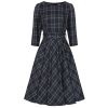Robe ceremonie vintage marine carreaux col bateau jupe cercle Hearts and Roses London