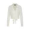 Dos blouse ivoire satinee manches longues poignets fronces crop top Banned vintage
