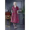 Robe chemise tartan rouge ecossais swing midi ceinture col V Banned rockabilly vintage