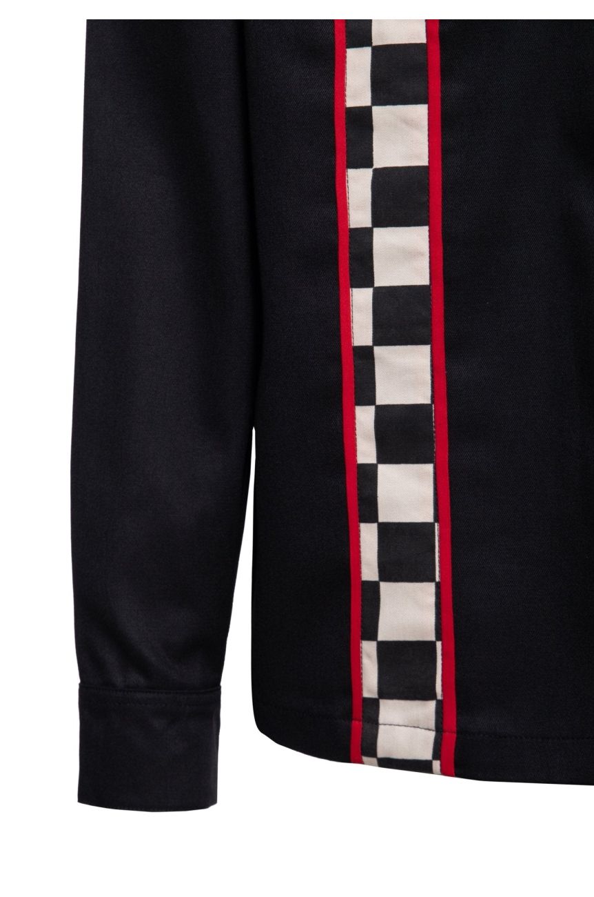 Workshirt noire Kerosin Racing Team damier rouge patch custom motorsport vintage homme