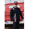 Chemise workwear homme noire damier vertical liseré rouge poches rabat col cubain racing