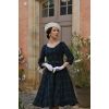 Robe vintage tartan ecossais vert fonce marine jupe circulaire jupon style annees 50 60