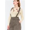 Pantalon large pied-de-poule taille haute bretelles poches rabat bouton Voodoo Vixen