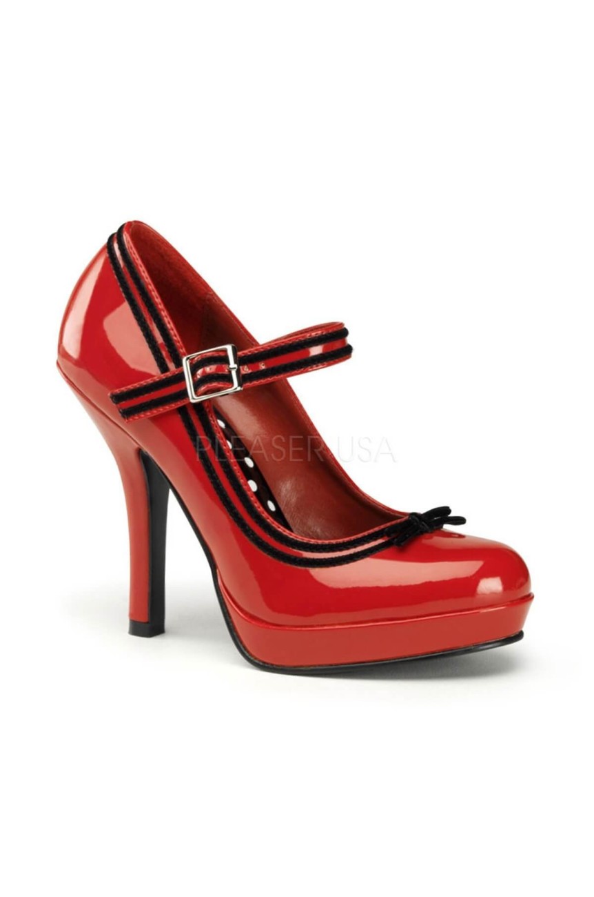 Chaussure retro pin up vinyle rouge