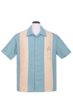Chemise pin-up bleue années 50